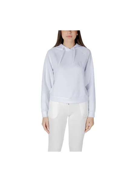 Bluza z kapturem Armani Exchange z kapturem z kryształkami biała