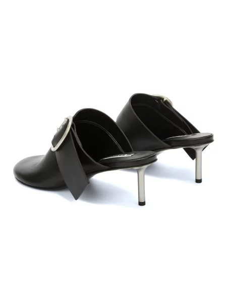 Klapki mules Jil Sander skórzane czarne