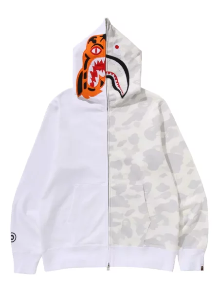 Tigriscsíkos kapucnis melegítő felső A Bathing Ape® fehér