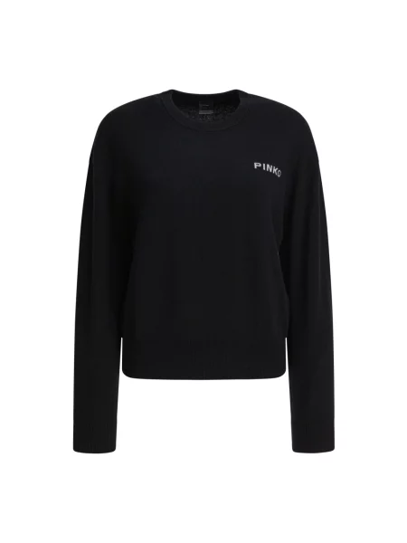 Sweter Pinko wełniany z nadrukiem czarny