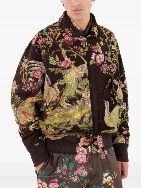 Geacă bomber Roberto Cavalli cu model floral maro