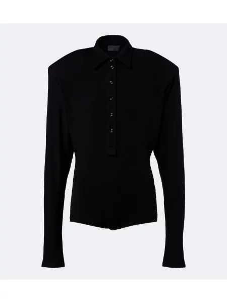 Tricou polo Mugler de lână negru