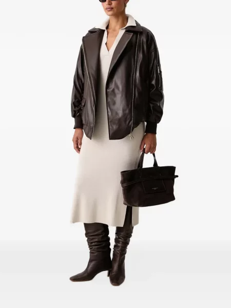 Geacă Armani Exchange asimetrică maro