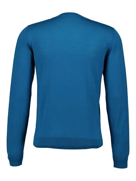 Вълнен пуловер Piacenza Cashmere с кръгло деколте синьо