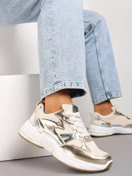 Sneakers cu Șiret și Inserții din Eanfla aurii