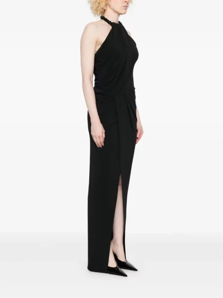 Rochie maxi Amen cu gât halter de costum negru