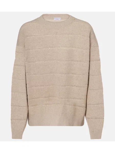 Pulover Brunello Cucinelli de lână bej