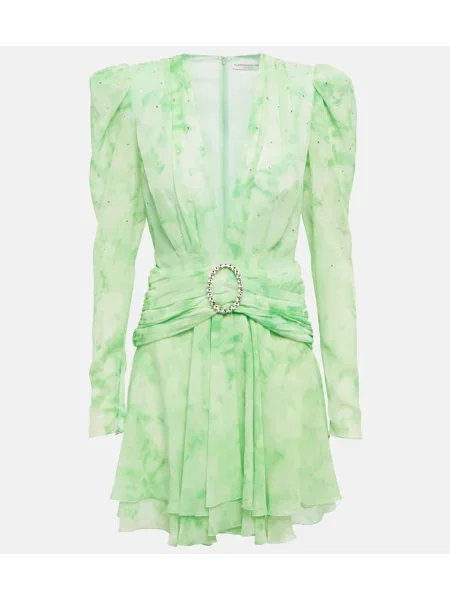 Svilena obleka Alessandra Rich zelena