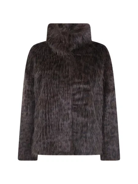 Geacă Betta Corradi cu imagine cu model leopard cu blană negru