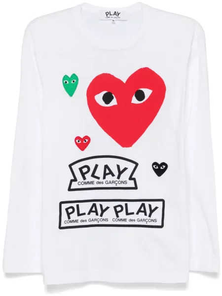 Tricou Comme Des Garcons Play cu imagine alb