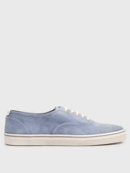 Замшеві кеди з патчем логотипа Brunello Cucinelli блакитні