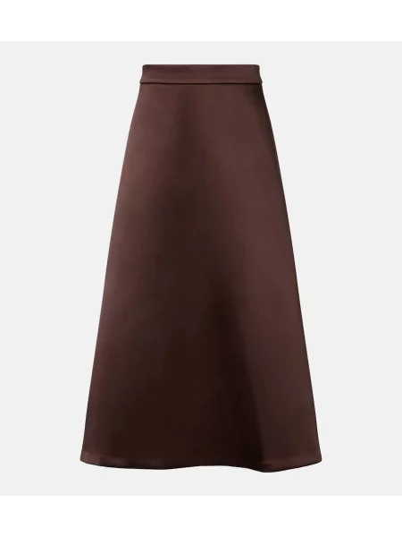 Fustă midi Róhe din satin până la genunchi maro