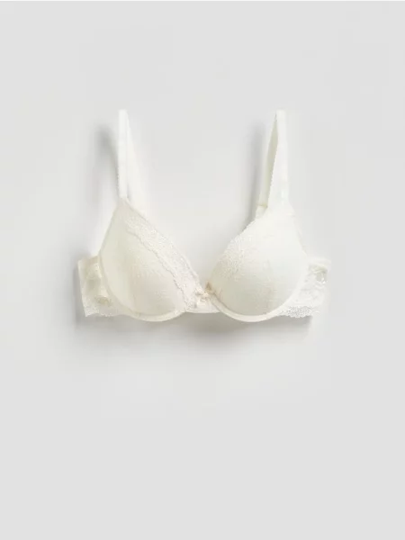 Reserved Мереживний бюстгальтер пуш-ап кремовий 