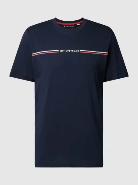 T-shirt z nadrukiem z logo Tom Tailor granatowa
