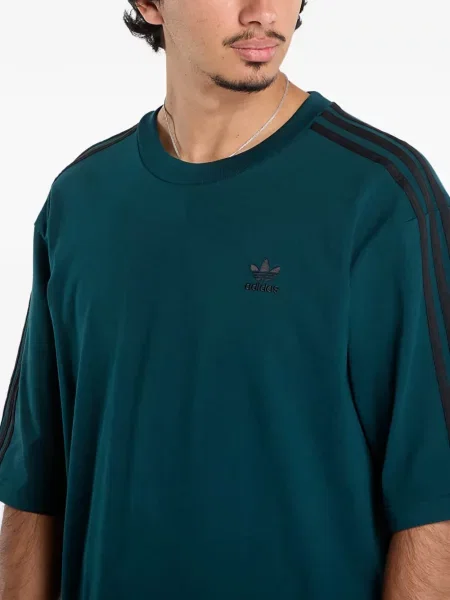 Tricou Adidas cu dungi cu broderie alergare gri