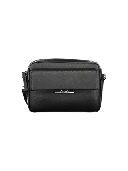 Lniana torebka crossbody Calvin Klein czarna