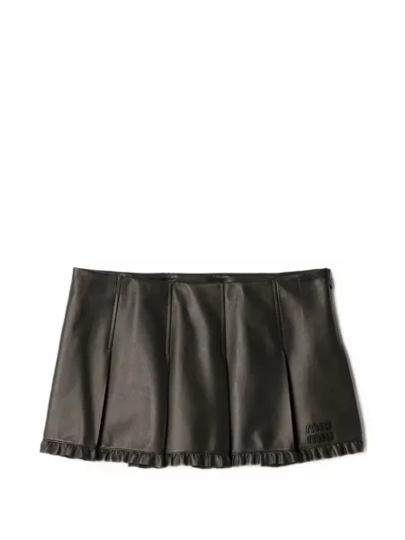 Fustă din piele Miu Miu negru