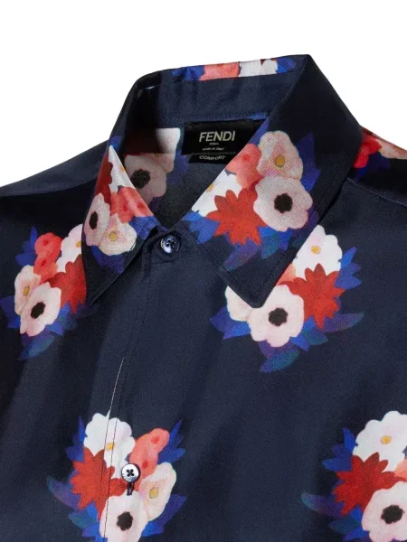 Риза Fendi на цветя с принт синьо