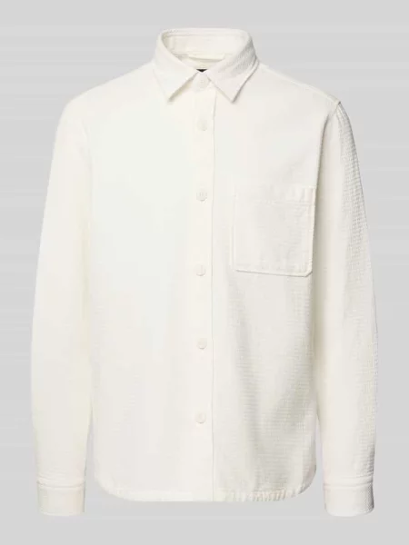 Krój regular fit kurtka koszulowa z fakturowanym wzorem model Knox' Joop! Collection biała