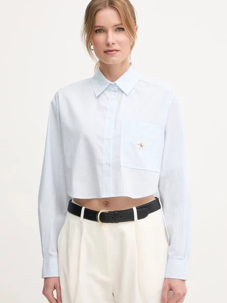 Calvin Klein Jeans koszula relaxed z kołnierzykiem klasycznym niebieski
