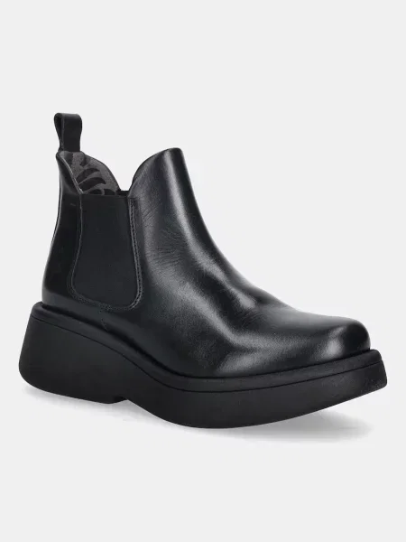 Fly London ghete chelsea de piele cu platformă negru