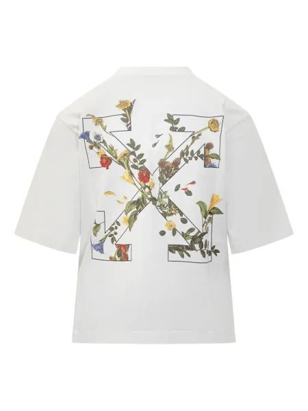 Tricou Off-white cu model floral alb