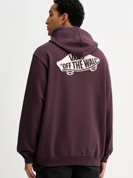 Bombažen pulover Vans s kapuco vijolična