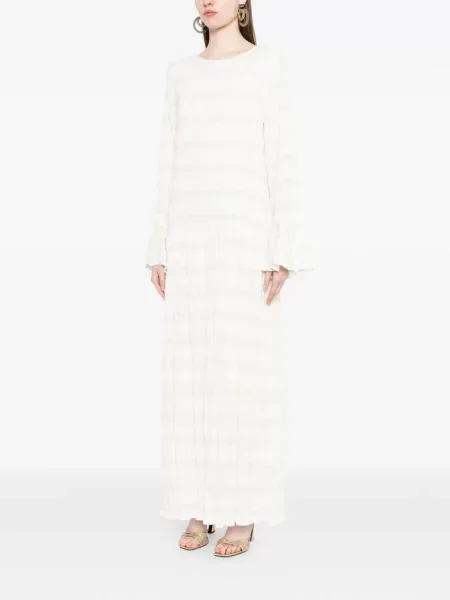 Rochie Bambah cu volane de costum alb