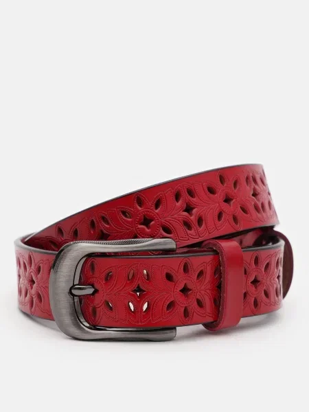Шкіряний ремінь Borsa Leather з ремінцями червоний