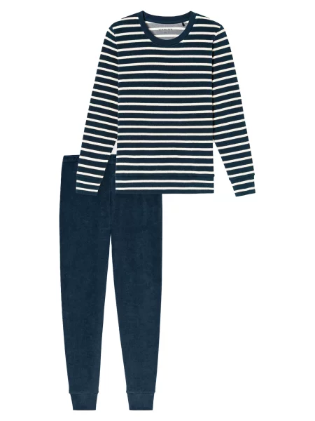 SCHIESSER Pizsama Casual Essentials sötétkék fehér