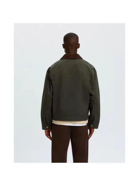 Woskowana kurtka Selected Homme oliwkowa