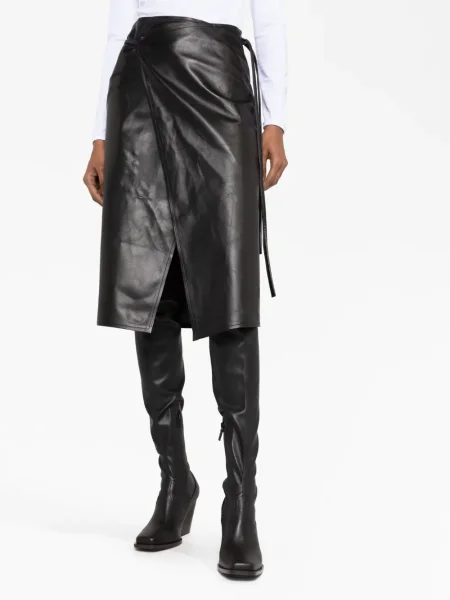 Кожена пола Vetements черно