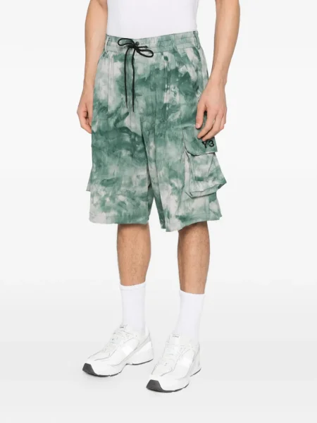 Pantaloni scurți cargo Y-3 plisate verde