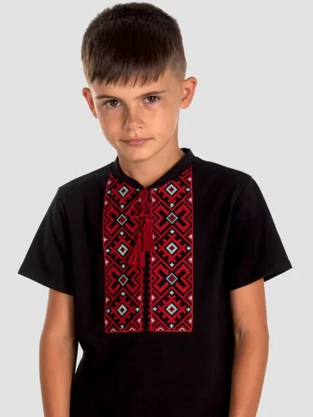 Детская рубашка Folk Moda черная
