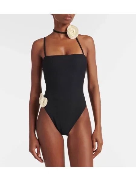 Costum de baie Same cu model floral negru