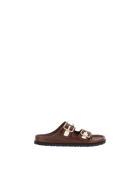 Klapki Birkenstock płócienne brązowe