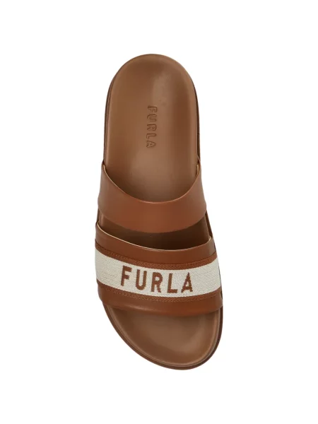 Sandale Furla cu dungi cu autograf maro