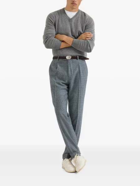 Pantaloni Brunello Cucinelli de lână albastru