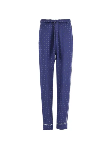 Pantaloni Forte_forte din satin cu imagine albastru
