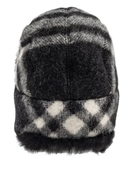 Căciulă Burberry de lână în carouri negru