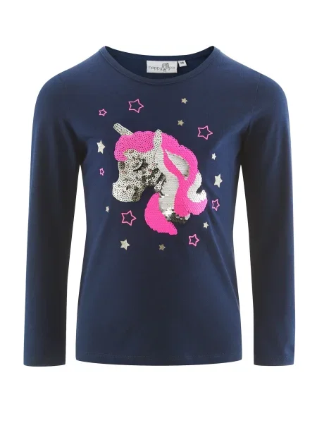 Happy girls Tricou bleumarin / maro / auriu roz