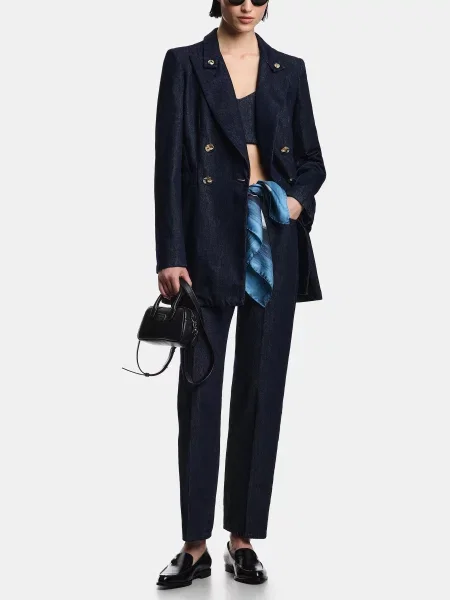 Прямі джинси Emporio Armani темно-синій бавовна/ліоцел сині