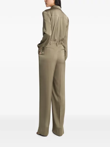 Cu centură salopetă Michael Kors din satin verde