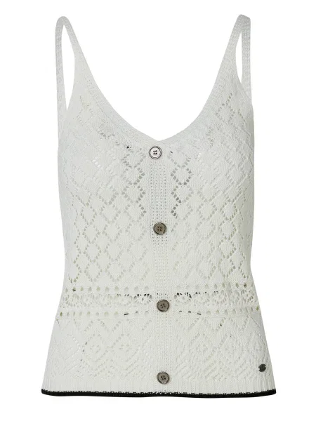 KOROSHI Top brodat negru alb