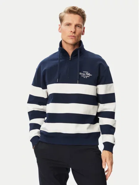 TOMMY HILFIGER Sweater majica mornarsko plava bijela