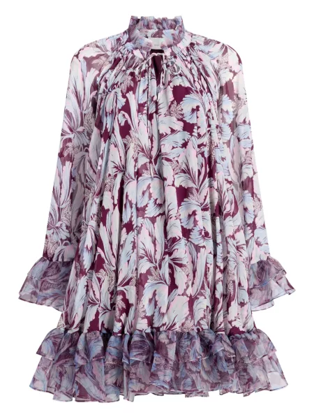 Rochie mini Cinq A Sept cu volane de costum violet