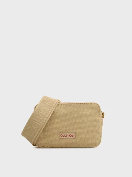 Сумка Calvin Klein с ремешками из канваса бежевая