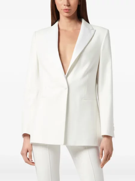 Sacou Philipp Plein cu broderie din satin alb