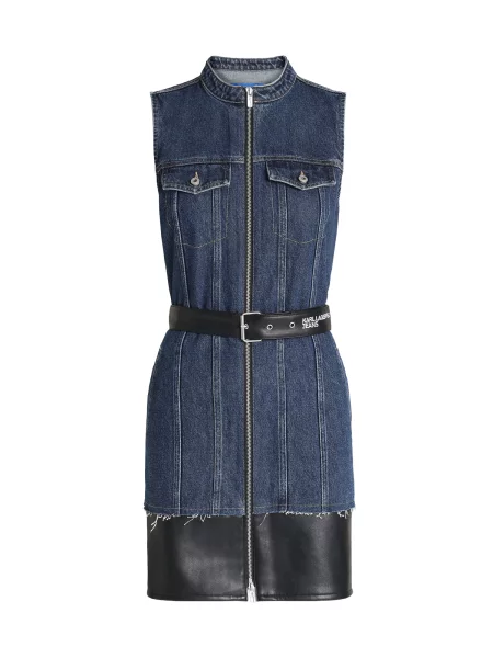 KARL LAGERFELD JEANS Φόρεμα μπλε ντένιμ μαύρο