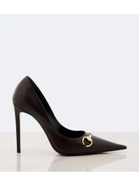 Pantofi cu toc Gucci din piele maro